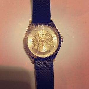 Coach black and gold genuine leather watch