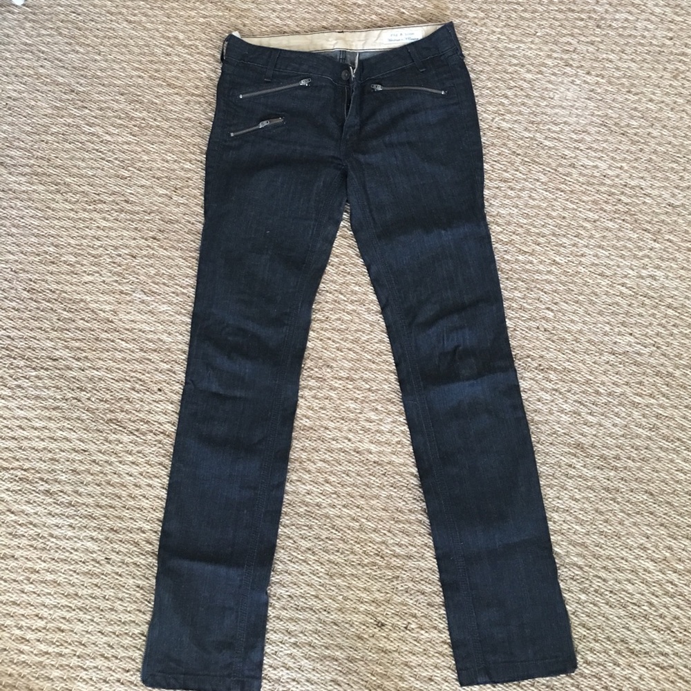 Rag and Bone multi zipper ankle jeans.