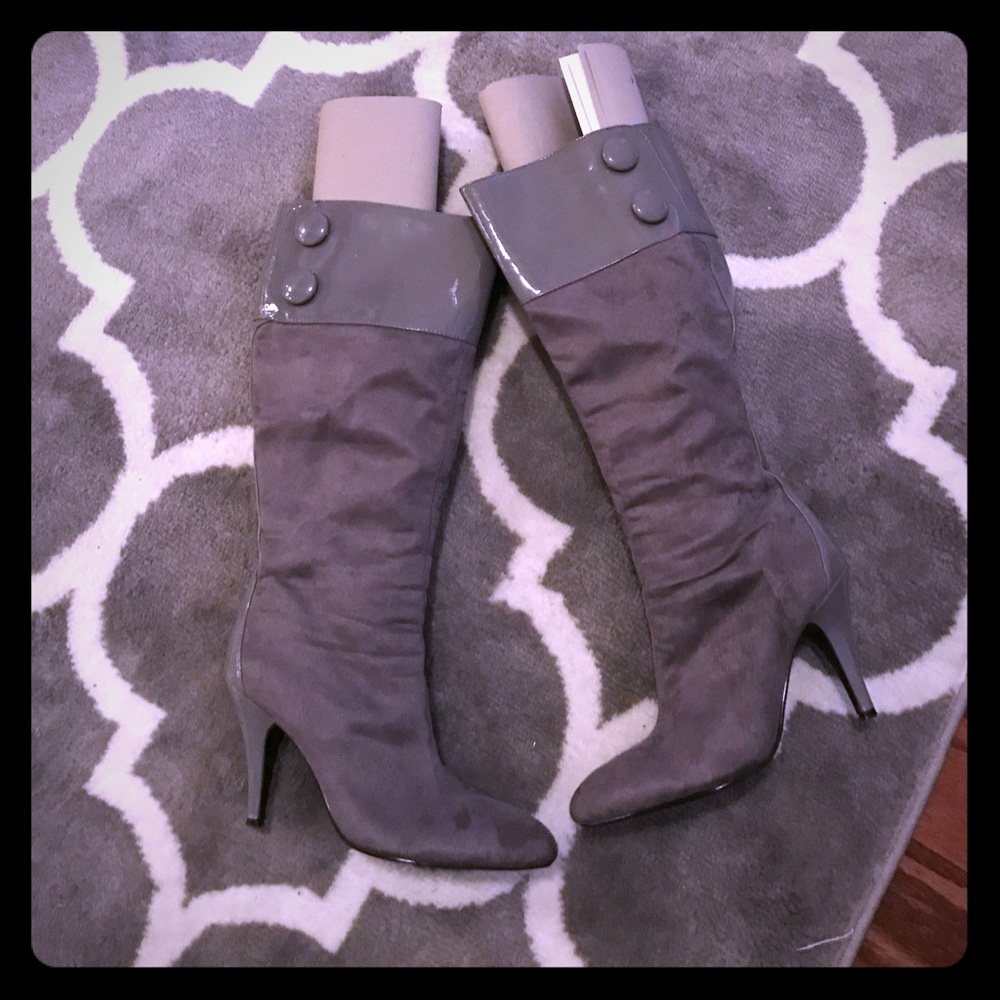 Gray boots! Knee high size Zipper - Picture 1 of 4