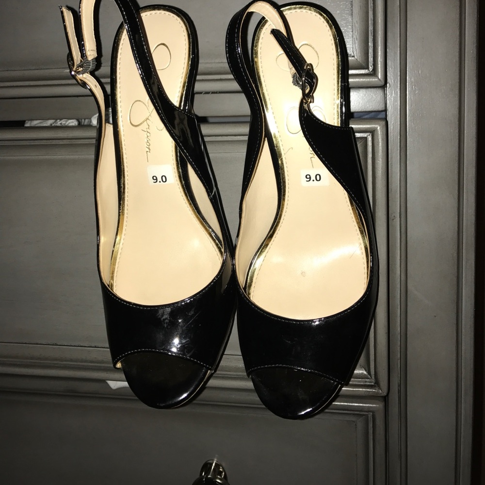 Sexy high heel cork and patent black