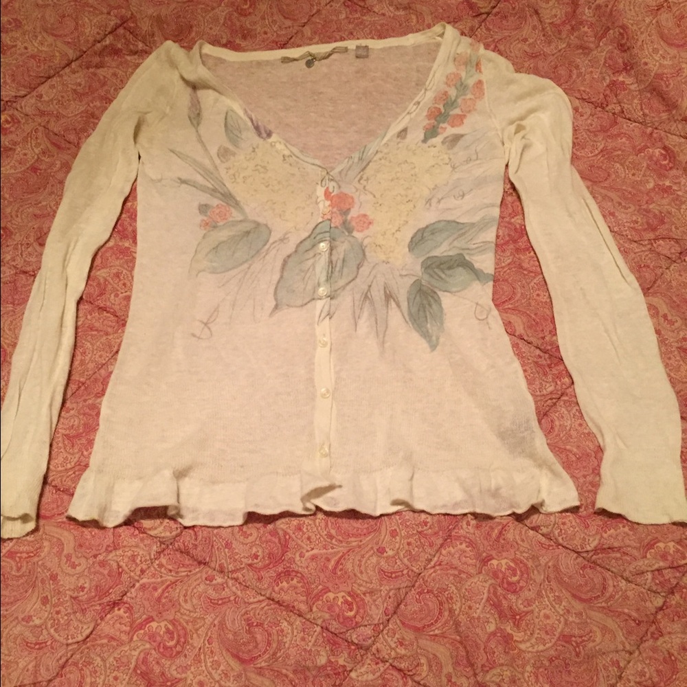 Knitted and Knotted lightweight floral cardigan
