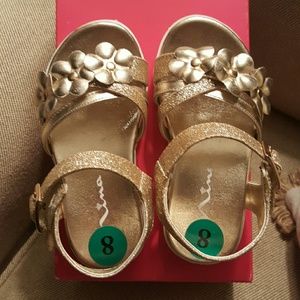 Nina - girls gold glitter sandals, toddler size 8