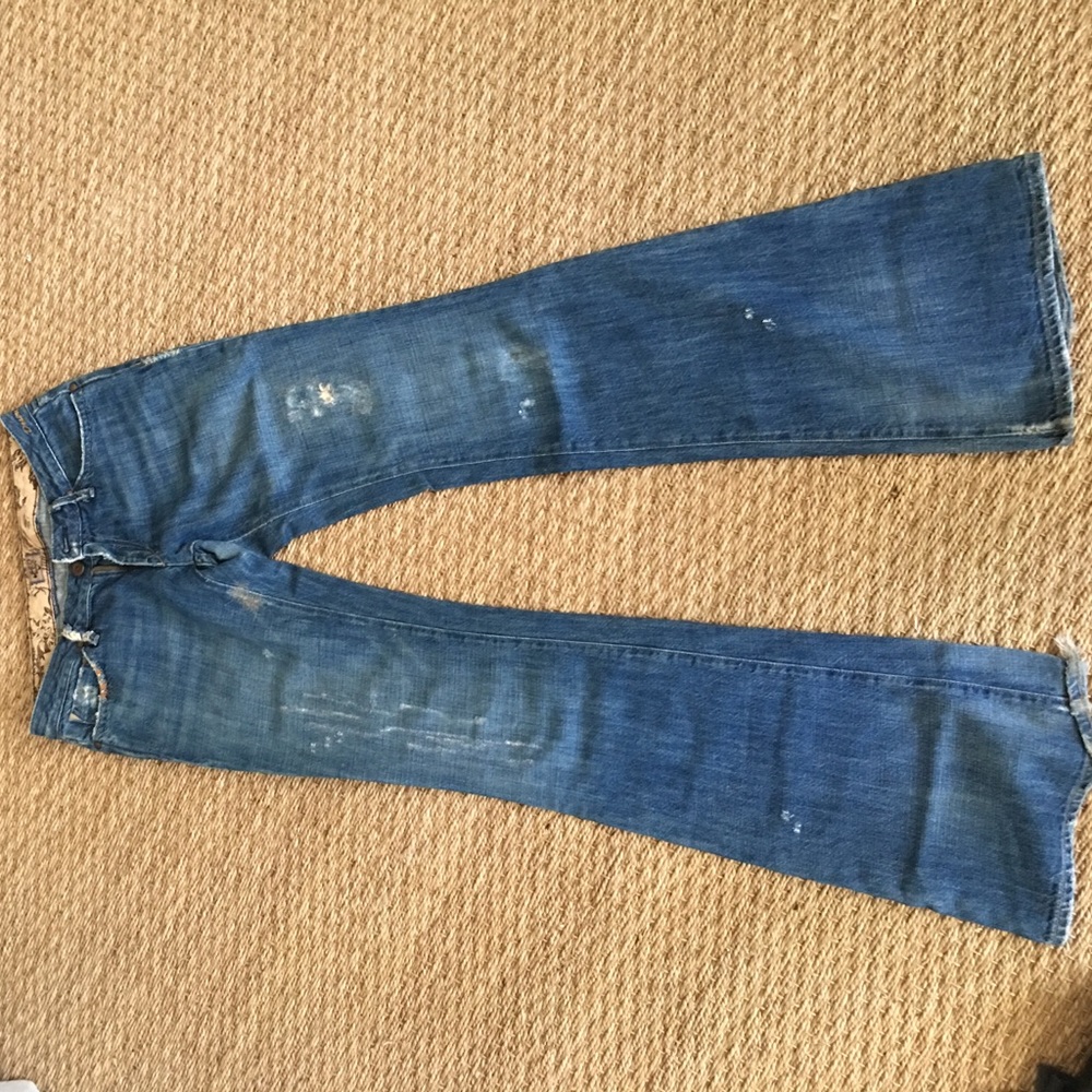 Gold Sign Vintage detailed flare low rise jeans