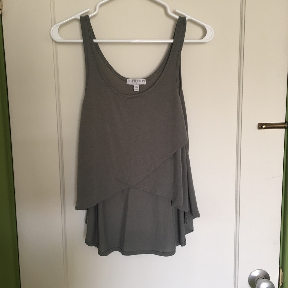 COTTON ON olive high-low tank