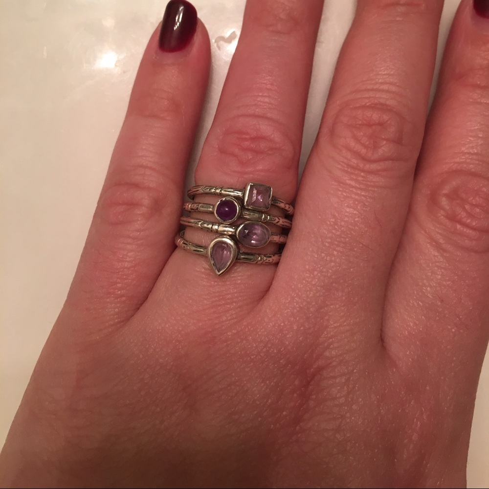 Silver amethyst stackable rings - Picture 3 of 3