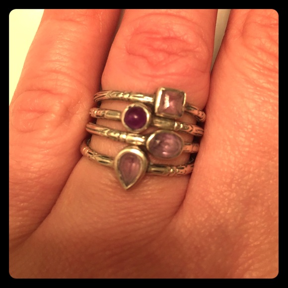 Silver amethyst stackable rings - Picture 2 of 3