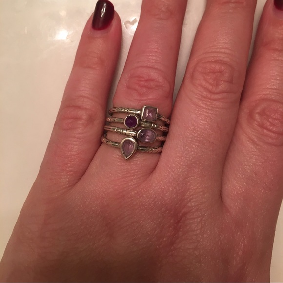 Silver amethyst stackable rings - Picture 3 of 3