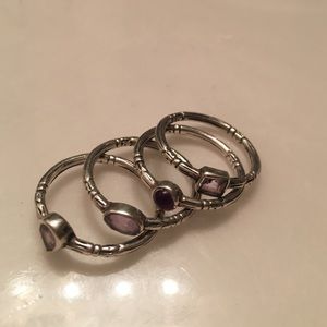 Silver amethyst stackable rings