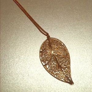 Long Gold Leaf Necklace