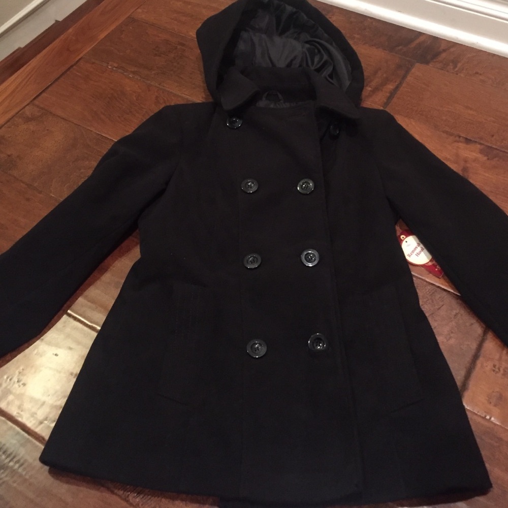 Peacoat with removable hood