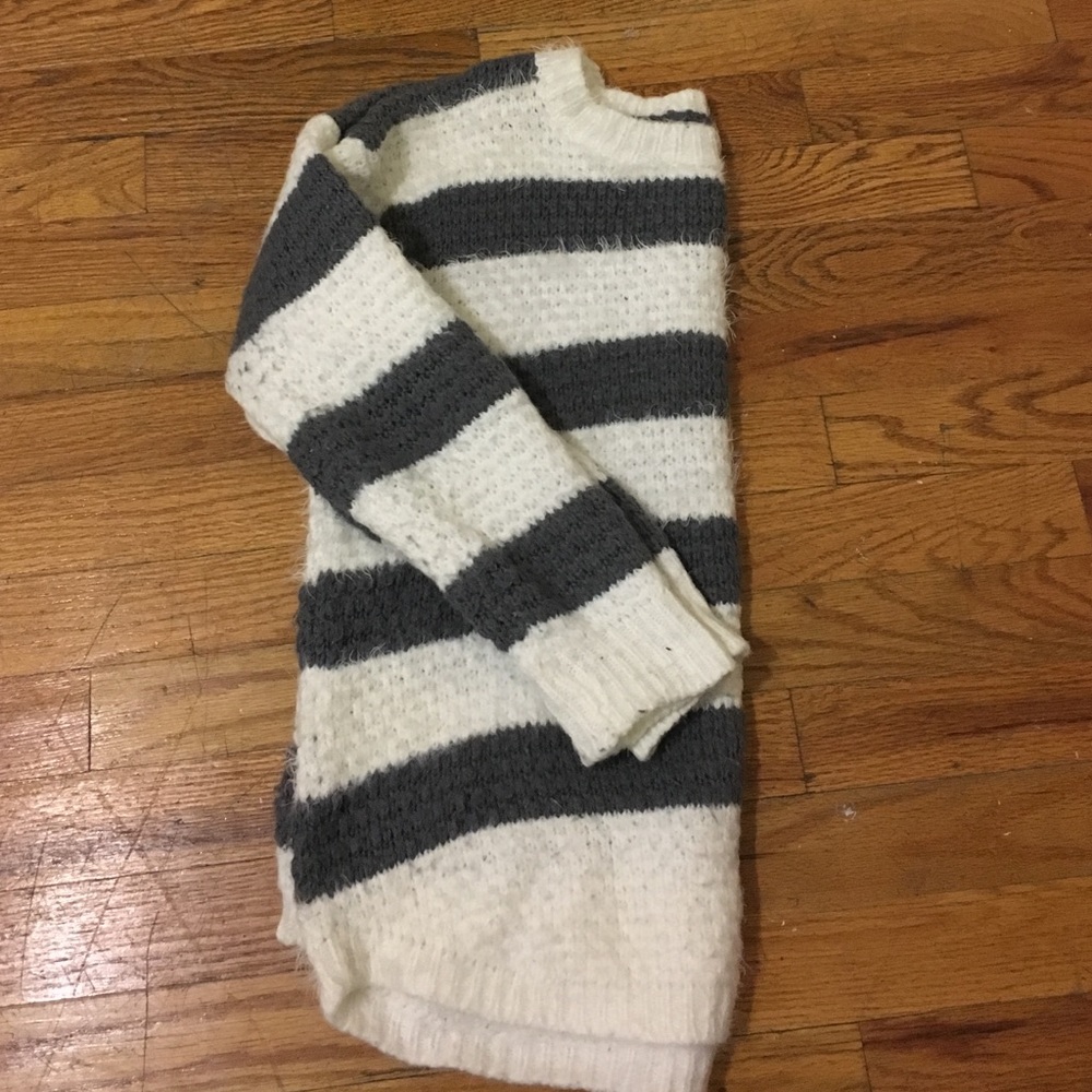 Grey and white striped sweater