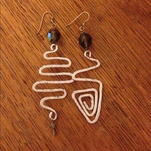 Mix-matched hammered silver earrings