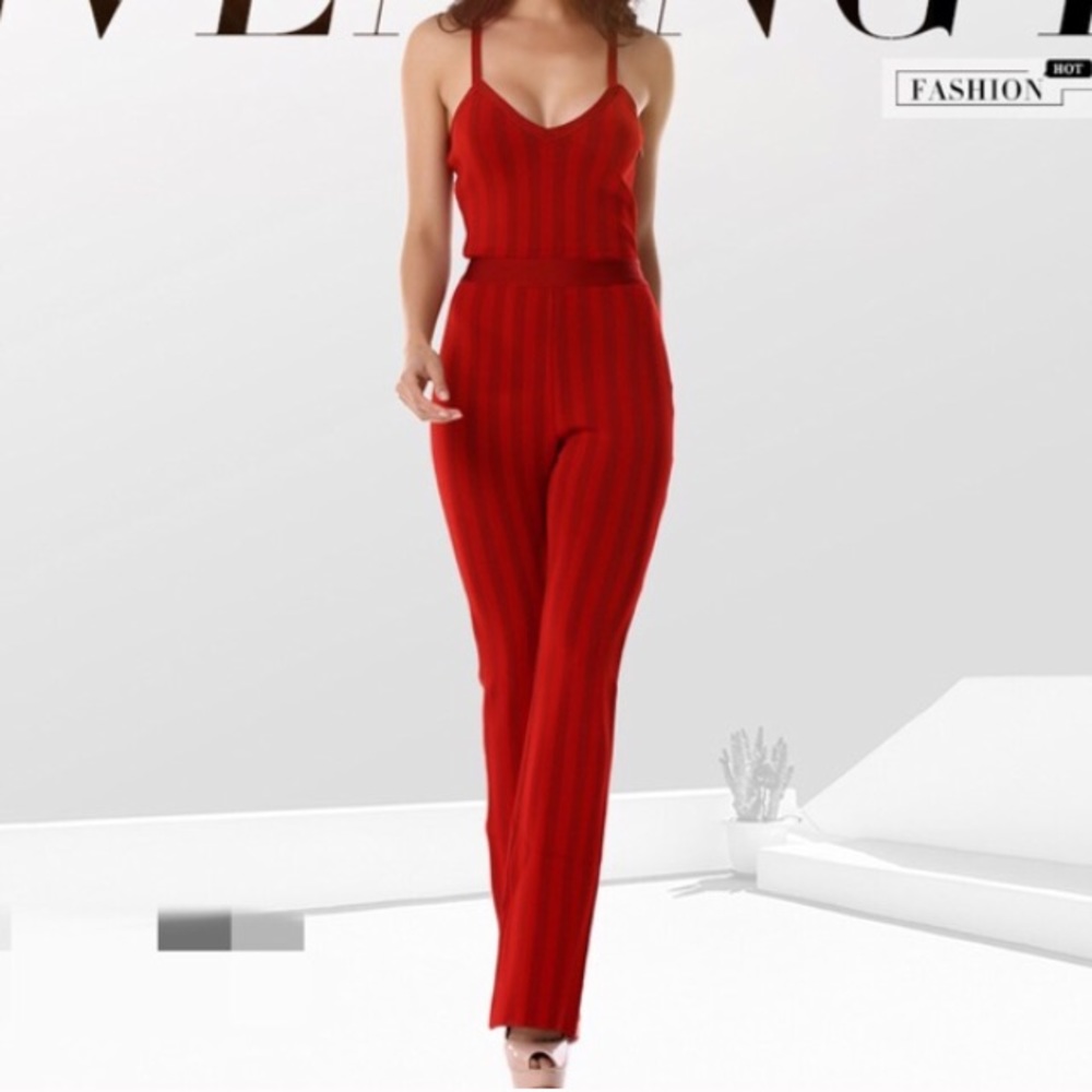 Red bandage jumpsuit
