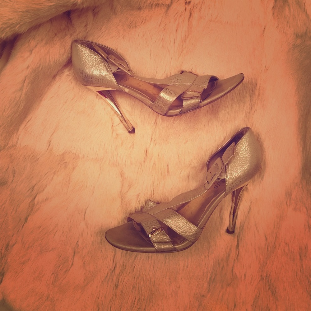 Guess Shimmer Heels (White Gold)