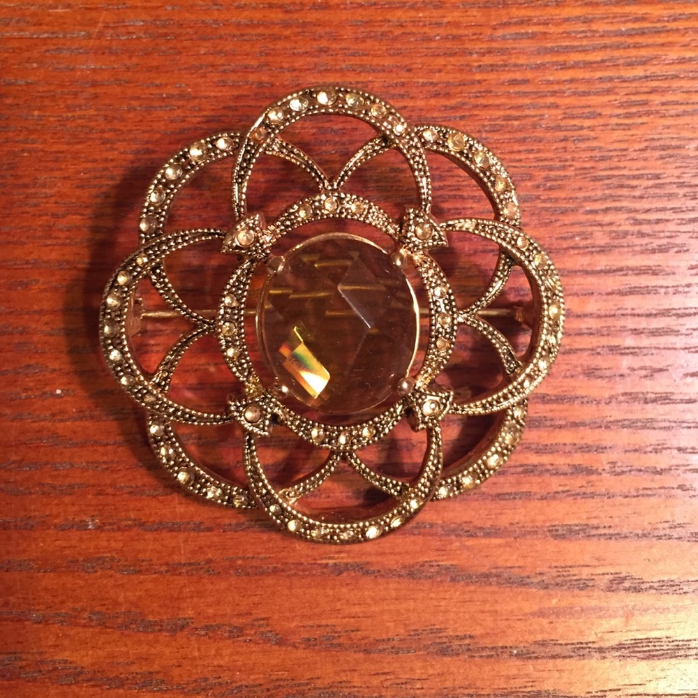 Gold Jeweled Brooch