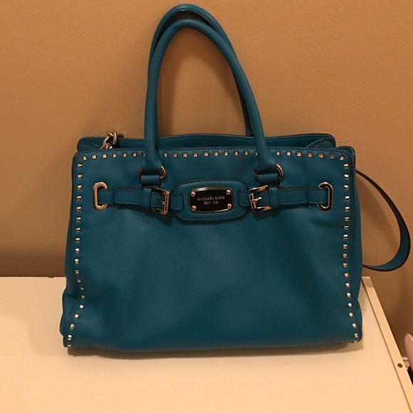 Michael Kors Handbags - Blue Michael Kors Whipped Hamilton bag