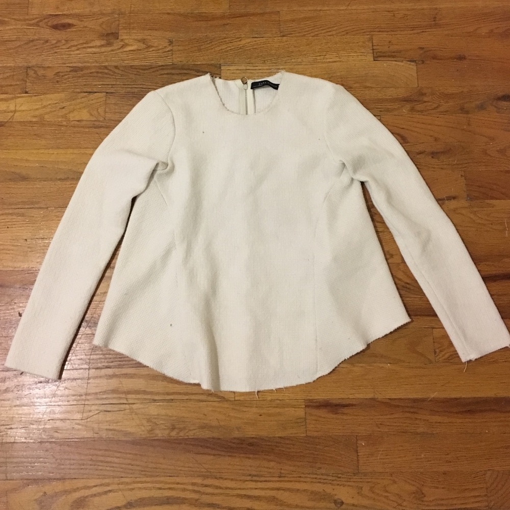 Zara Woman raw hem long sleeve top