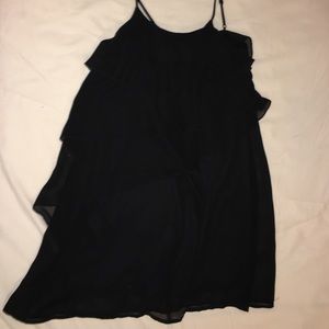 black ruffle chiffon dress