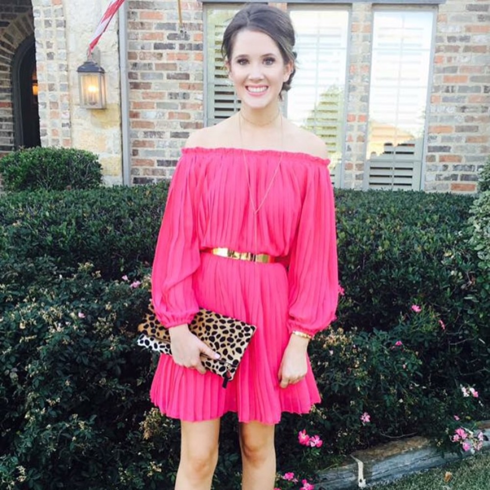 ASOS pink off shoulder dress