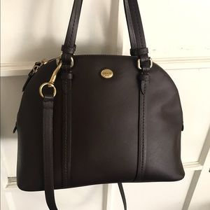 Coach Peyton Saffiano Leather Satchel in Mahogany