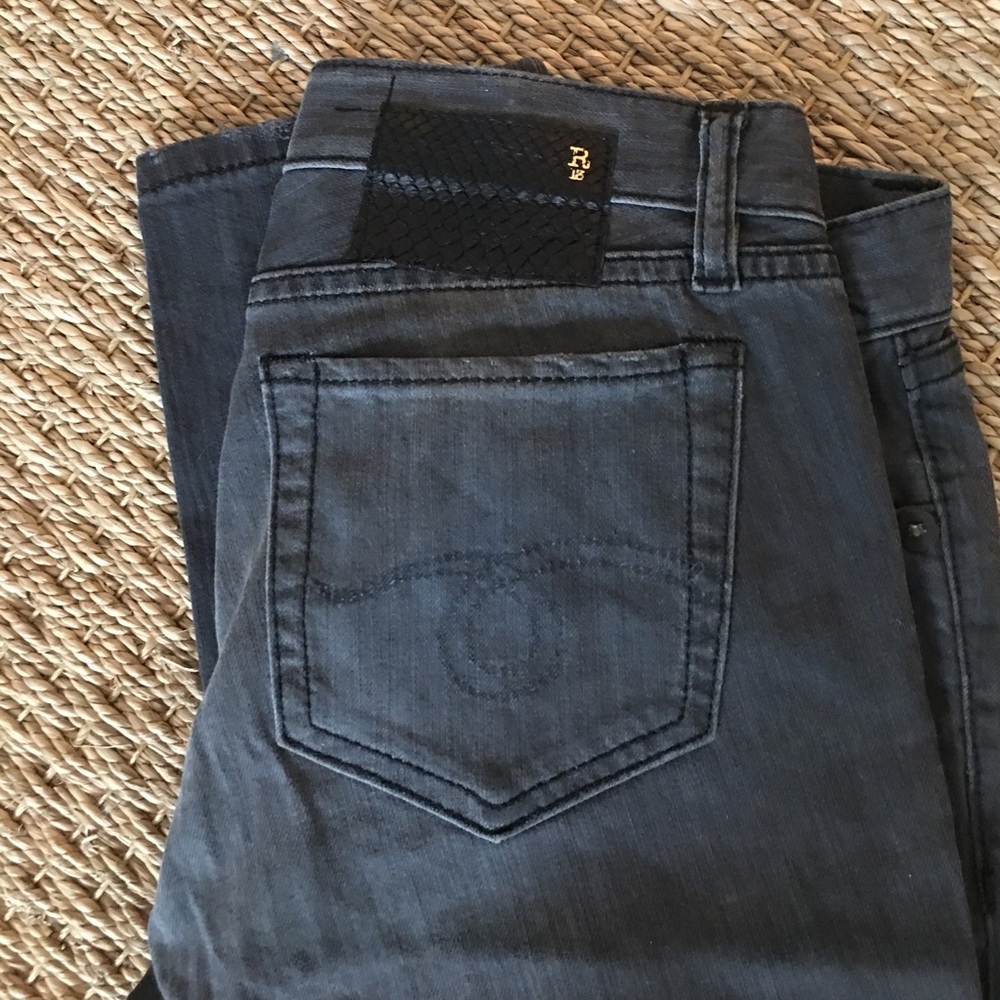 R13 light weight ankle denim with stitching detail