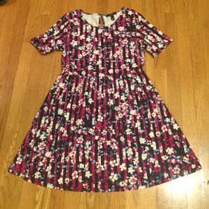Forever 21 Stripe & Floral Dress with Keyhole Back
