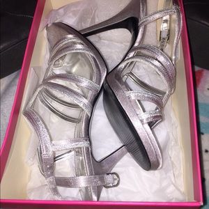 Silver sparkly heels.