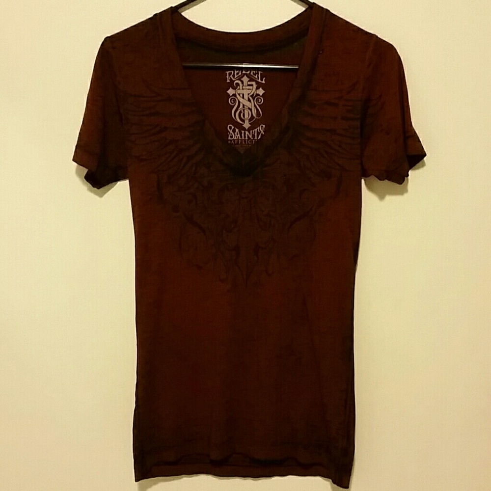 Rebel Saints by Affliction burnout tee