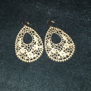 Light Teal Flower Dangly Earrings