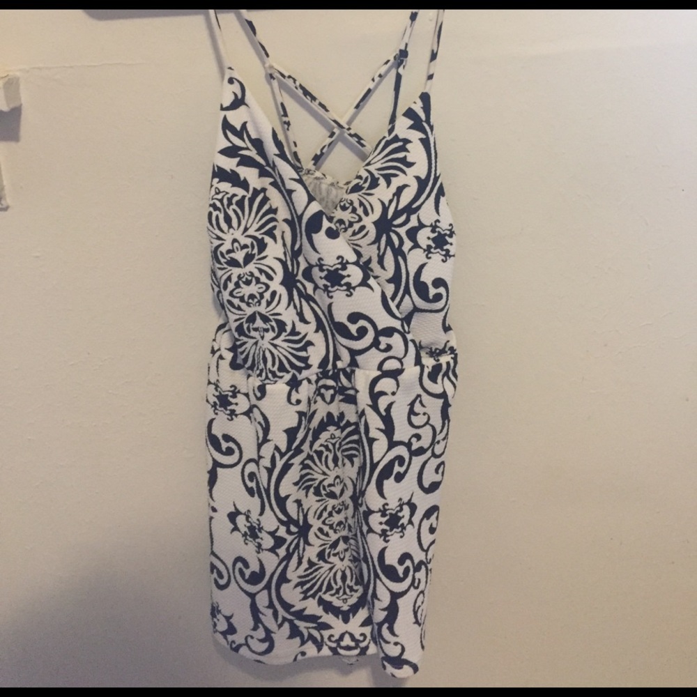 Black and white floral romper