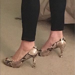 Kate Spade 'Gwen' Gold Embossed Python Heels 7