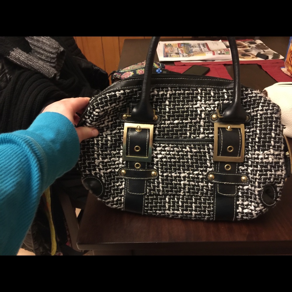 Black and white checkered purse