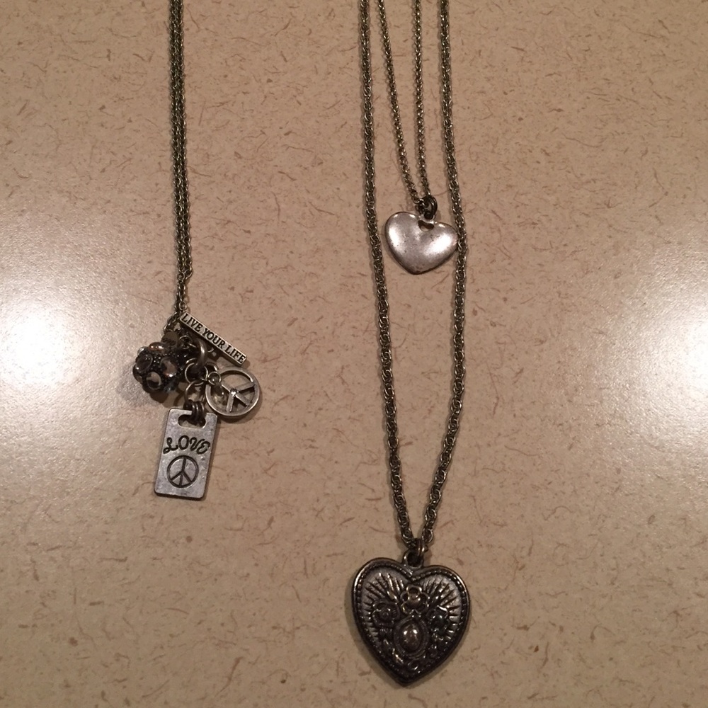 2 American Eagle Long Silver Necklaces