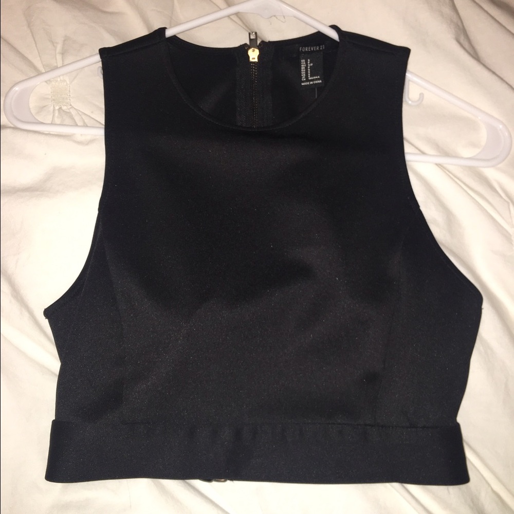 Black crop top with an open back
