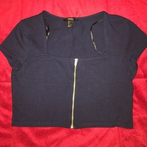 F21 zip up crop top