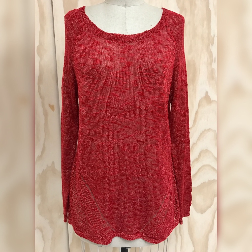 Contemporary Metallic Pointelle Sweater