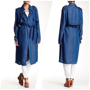 NWOT Denim Jean Belted Duster Trench Coat Cardigan