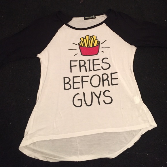 Fries Before Guys Baseball Styled Tee - Picture 1 of 4