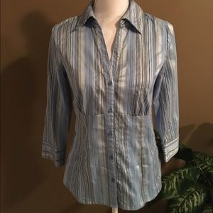Apt. 9 Blue Striped Collared Shirt