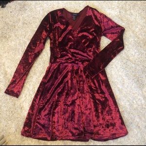Burgundy, faux velvet dress