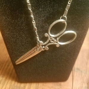 Silver Scissor Necklace 16"