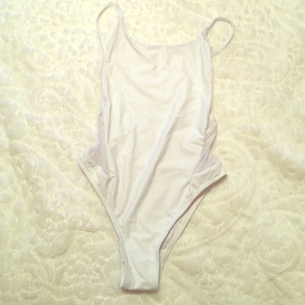 White one piece backless monokini