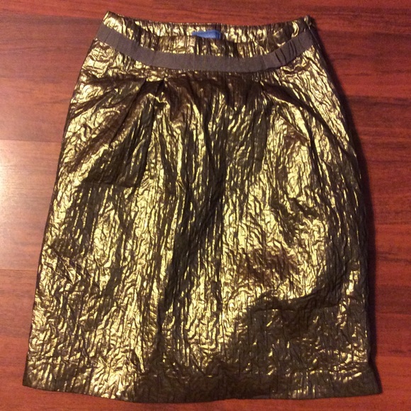 💋Vera Wang Size 2 Metallic Gold Skirt - Picture 1 of 4