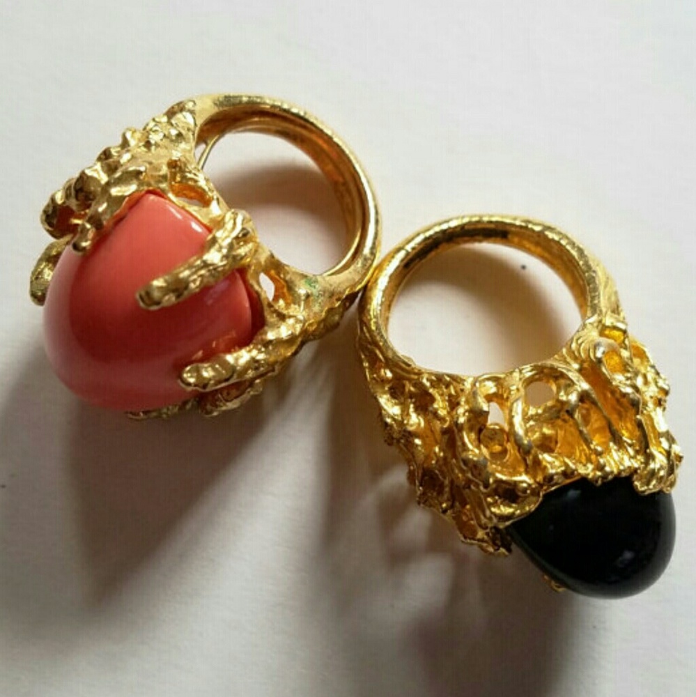 Lot of 2 Panetta style vintage cocktail rings - Picture 4 of 4