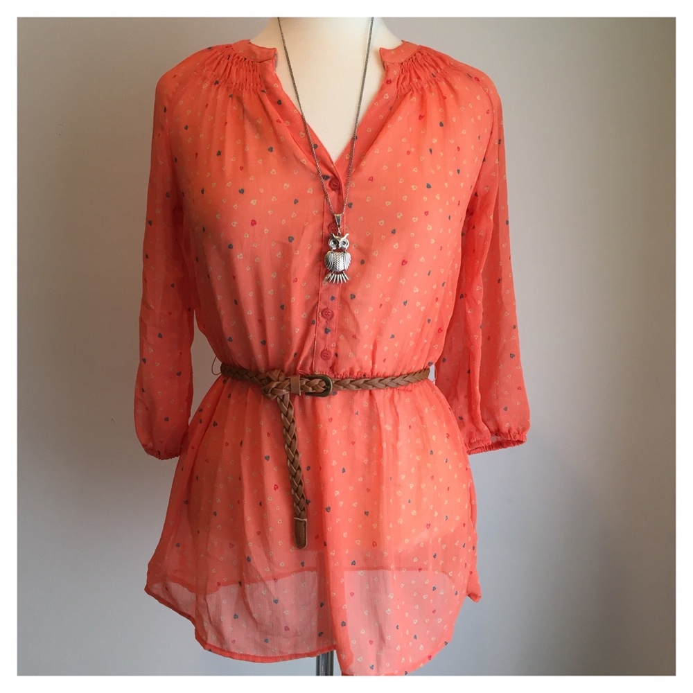 Adorable Peach Chiffon Top