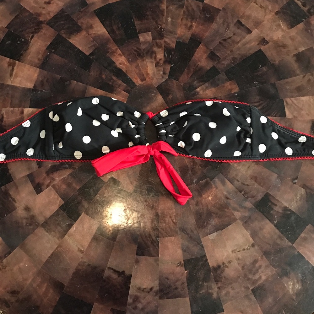 Guess Navy Polkadot Bandeau Swim Top - Large