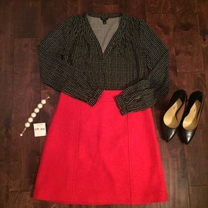 Ann Taylor Bright Red Wool Skirt Size 4
