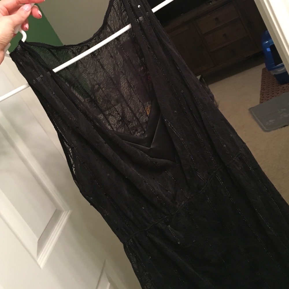 Zara sheer with black slip dress!!! Sequin lined