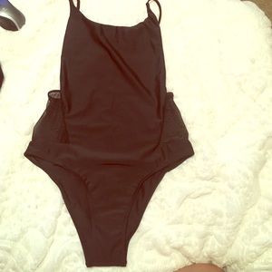 Black backless one piece monokini