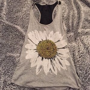 Daisy Tank Top with Black Mesh Back